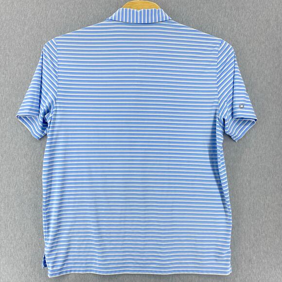 IBKUL Golf Shirt Mens XL Blue Striped Stretch Quick Dry Cool Performance Polo - Picture 2 of 6